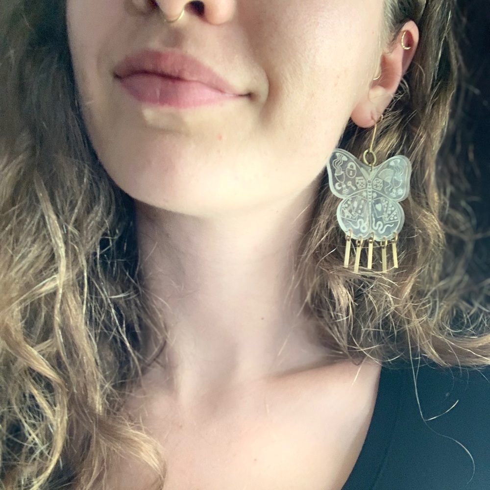 While Odin Sleeps Engraved Butterfly Earrings
